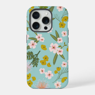 Boîtier téléphonique bleu et rose du désert