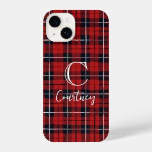 Coque Pour iPhone 14 Boîtier téléphonique moderne de monogramme rouge