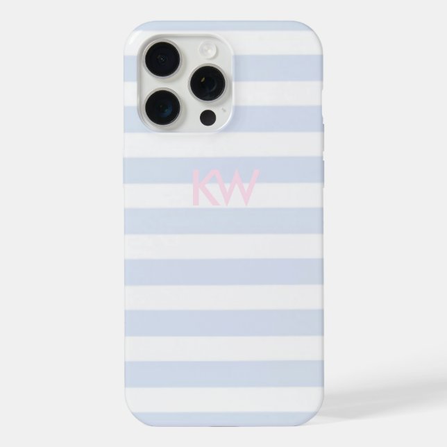 Coque iPhone Boîtier téléphonique rayé bleu et blanc (Verso)