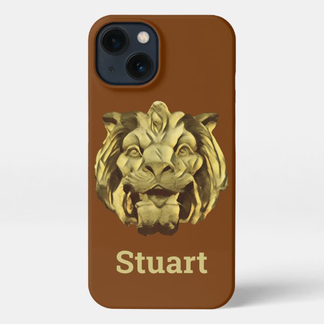 Coque iPhone Boîtier téléphonique - Tête de lion sculptée avec  (Verso)
