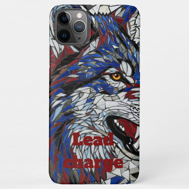 Coque iPhone Bold Mosaic Wolf Lead The Charge iPhone Case (Dos)
