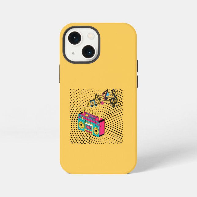 Coque iPhone Boombox audio rétro. (Verso)