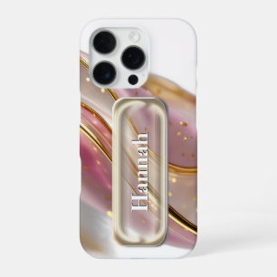 Coque iPhone 16 Pro Bouton d'interface utilisateur en verre or rose pe