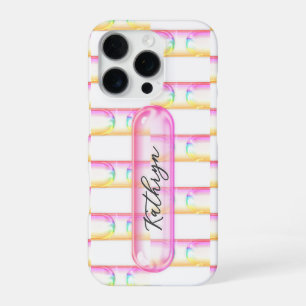 Coque iPhone 16 Pro Bouton en verre pilule UI Y2K nom personnalisé