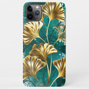 Coque iPhone 11Pro Max Branche avec Feuilles d'or Ginko Biloba