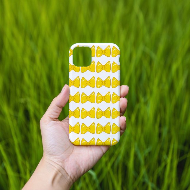 Coque iPhone Bright Yellow Bow Phone Case- cute Girly Ribbon (Créateur téléchargé)