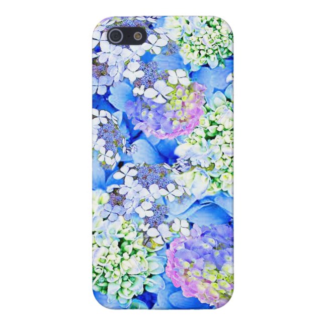 Coque iphone brillant d'hortensia bleu (Dos)