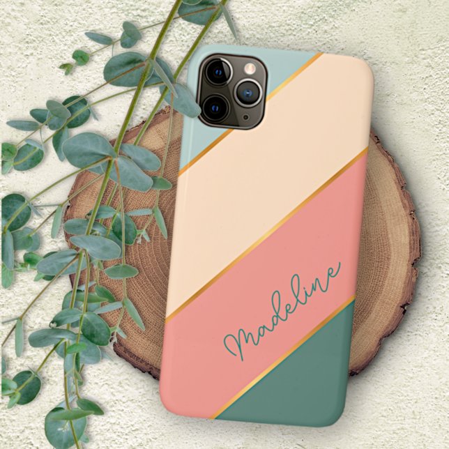 Coque iPhone Broche rose Turquoise de broche verte personnalisé (Créateur téléchargé)