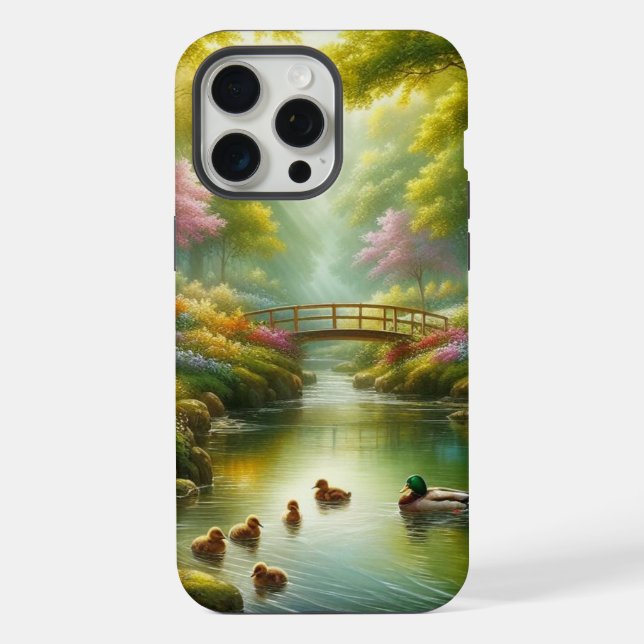Coque iPhone Brook de printemps avec canards/fleurs (Verso)