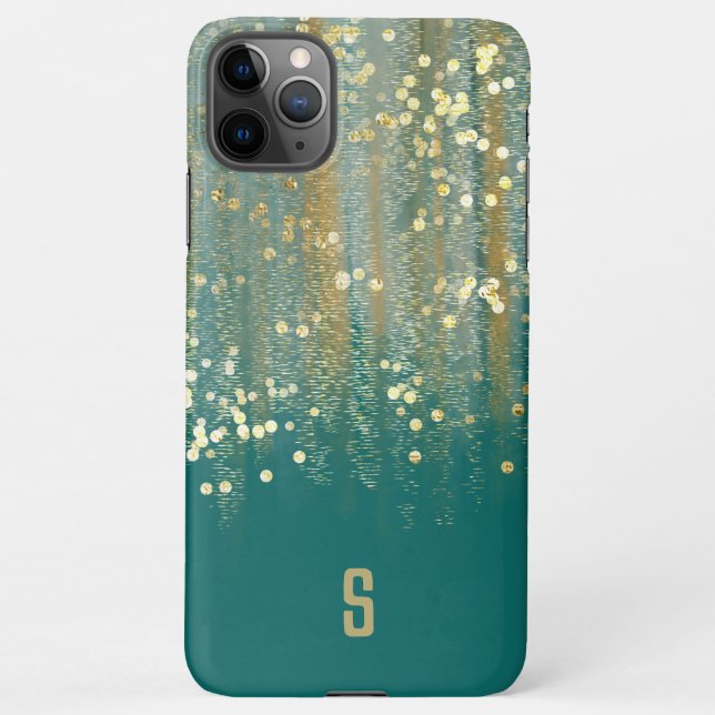 Coque iPhone Brush Strokes et Confetti Dots avec Monogramme Or (Dos)