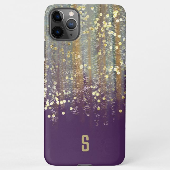 Coque iPhone Brush Strokes et Confetti Dots avec Monogramme Or (Dos)