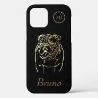Coque iphone Bulldog Gold/Black personnalisé