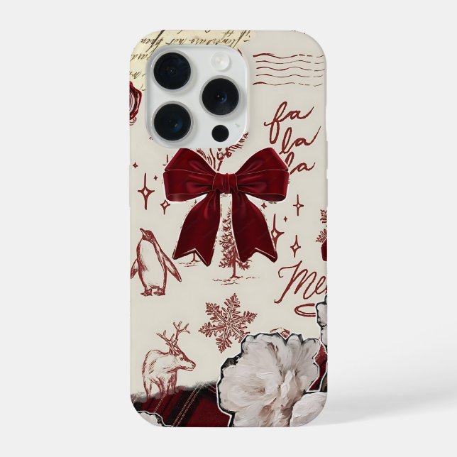 Coque iPhone Burgundy Bow Floral  – Cozy Girly Aesthetic (Verso)