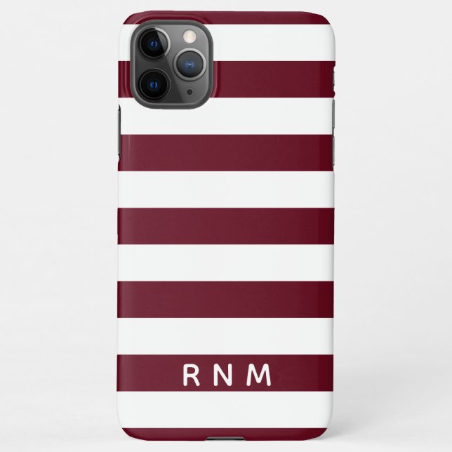 Coque iPhone Burgundy de l'automne avec nom ou jeu de monogramm (Dos)