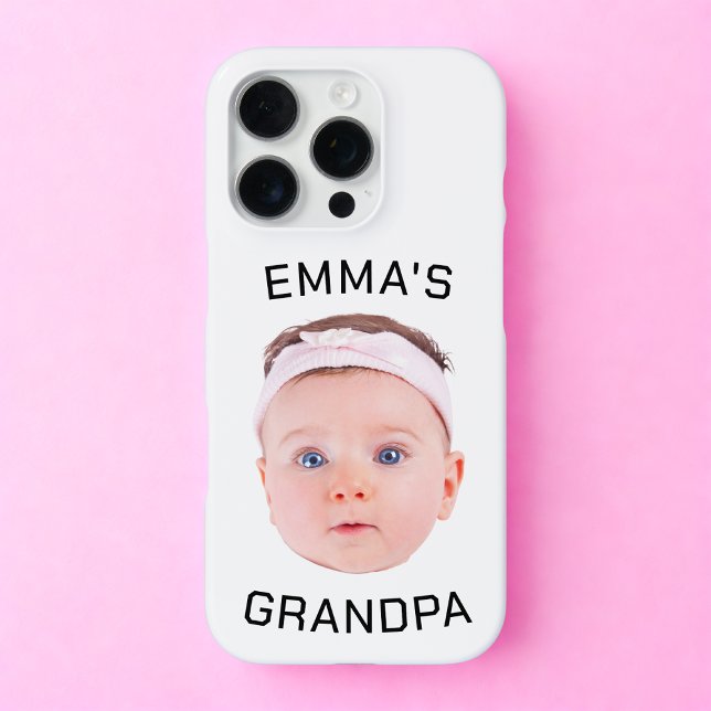 Coque iPhone Cadeau grand-père, Visage bébé personnalisé, Cadea (Créateur téléchargé)
