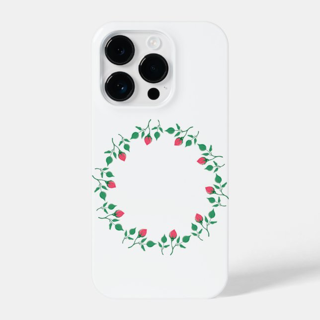 Coque iPhone Cadre rond fleuri avec fleurs roses (Verso)