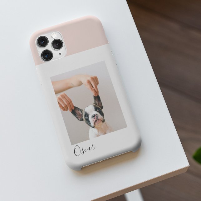 Coque iPhone Cadre rose Pastel moderne | Photo personnelle de c (Créateur téléchargé)
