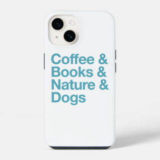 Coque Pour iPhone 14 Café & Livres & Nature & Chiens Téléphone Case (bl