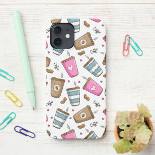 Coque iPhone 12 Cafés, Haricots, Coeurs, Amateur De Café