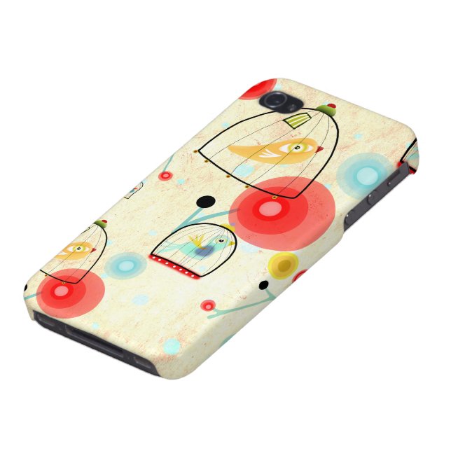 Coque iPhone Cage Birds Cute Poppies Art (Bas)