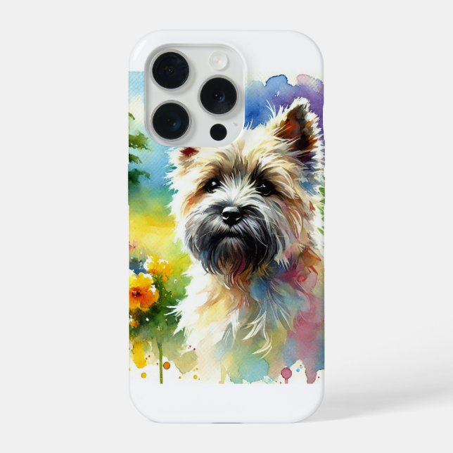 Coque iPhone Cairn Terrier in Soft Watercolor 210924AREF104 - W (Verso)