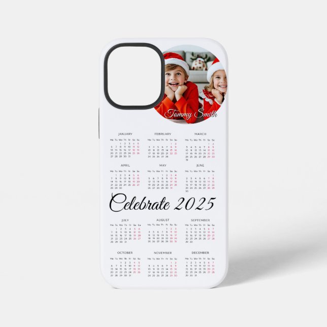 Coque iPhone Calendrier personnalisé 2025 (Verso)