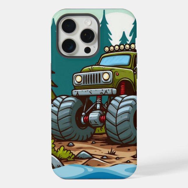 Coque iPhone Camion Monster Vert dans la forêt (Verso)