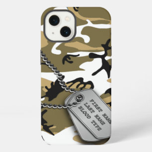 Etui iPhone 13 Camo désert avec plaque d'identité