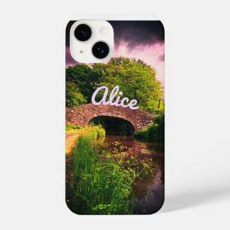 Coque Pour iPhone 14 Canal at Brecon, Wales in summer plus your name