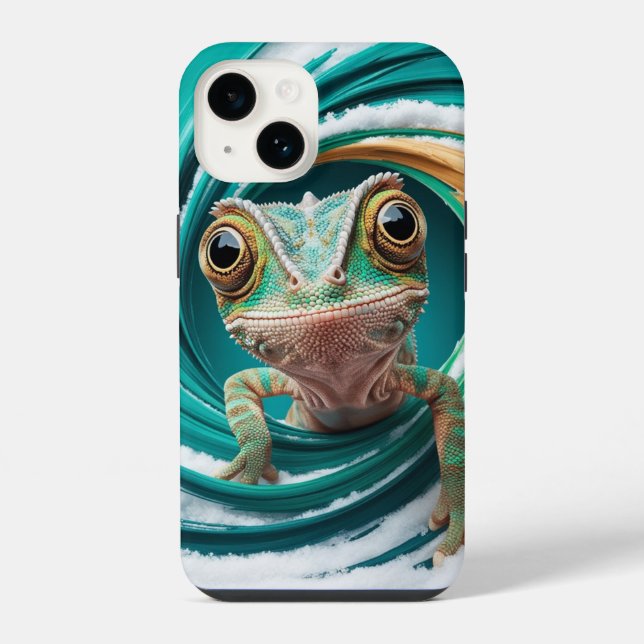 Coque iPhone Capinha de Celular Camaleão: Estilo e Proteção  (Verso)