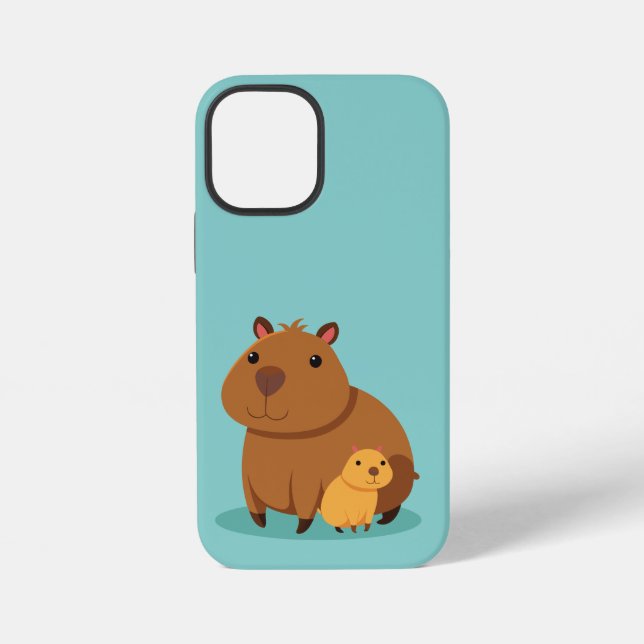 Coque iPhone Capybara, mère et enfant, cas téléphonique (Verso)