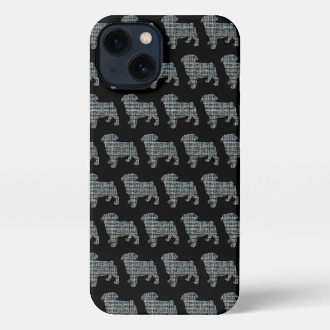 Coque iPhone Carlin Chien Cute Grille Silhouette Noir (Verso)