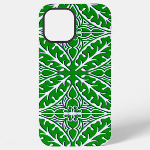 Coque iPhone 12 Pro Max Carreaux marocains - vert émeraude et blanc