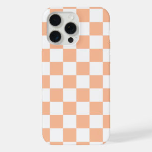 Carrés à carreaux pêche orange blanc géométrique