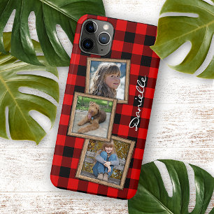 Coque iPhone 11Pro Max Carte Plaid de la sériole noire de bison rouge per