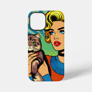 Coque iPhone 12 Mini Cartoon Comic Pop Art Femmes et chat Personnalisé