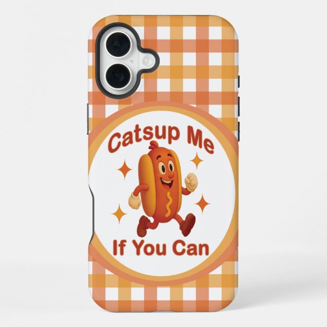 Coque iPhone Catsume-moi si tu peux drôle Hot Dog - Ketchup Pun (Verso)