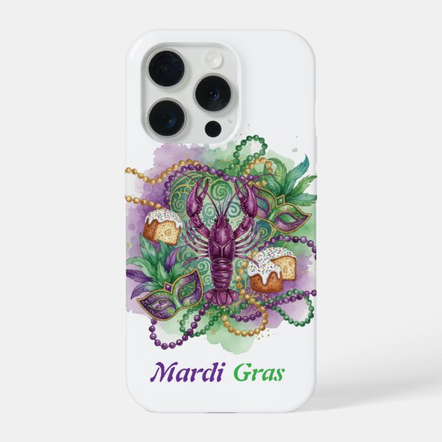 Coque iPhone Célébration de la peinture à l'eau de Mardi Gras  (Verso)