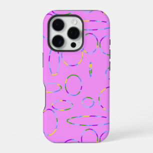 Coque iPhone 16 Pro Cercles et boucles sur boîtier téléphonique géomét