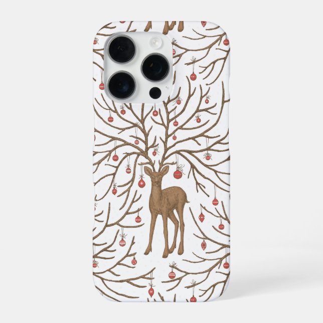 Coque iPhone Cerf de Noël sur fond blanc (Verso)