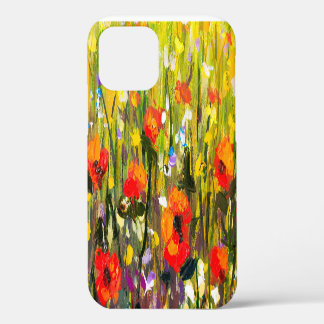 Coque iPhone 12 Champ de Coquelicots Peinture Abstraite