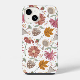 Coque Pour iPhone 14 Champignon d'automne, Feuilles et fleurs