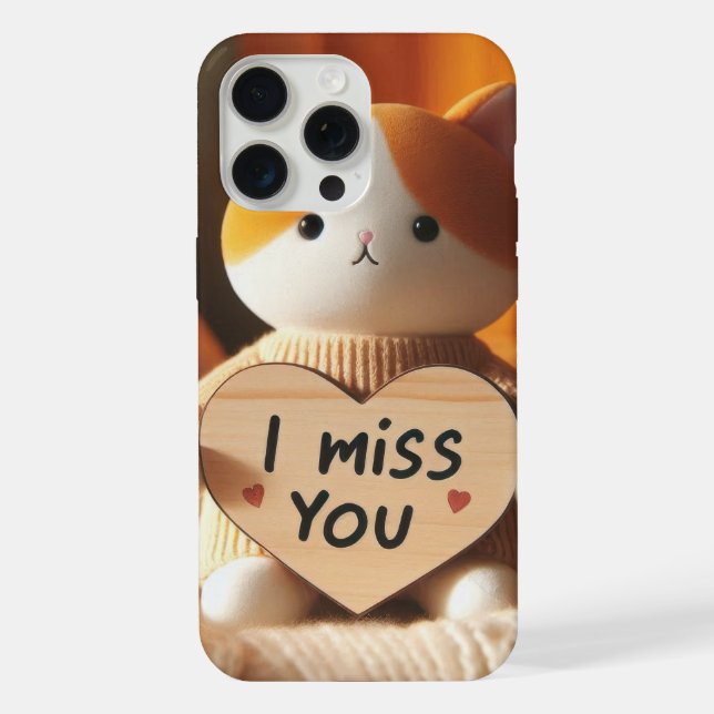 Coque iPhone Chat adorable peluche avec message de coeur (Verso)