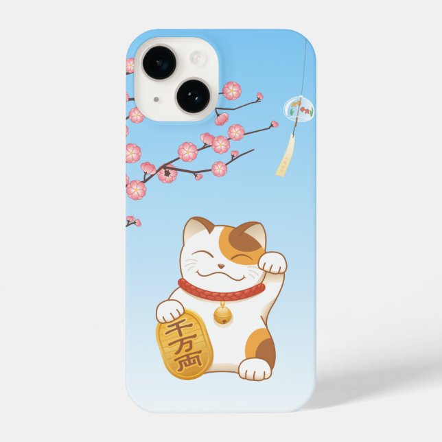 Coque iPhone Chat chanceux japonais, Calico Maneki Neko (Verso)