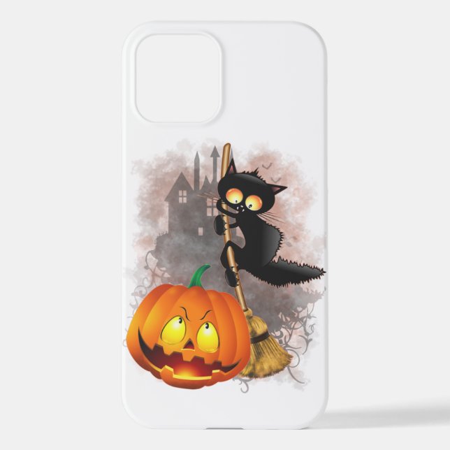 Coque iPhone Chat effrayé par Citrouille Fun Halloween caractèr (Verso)