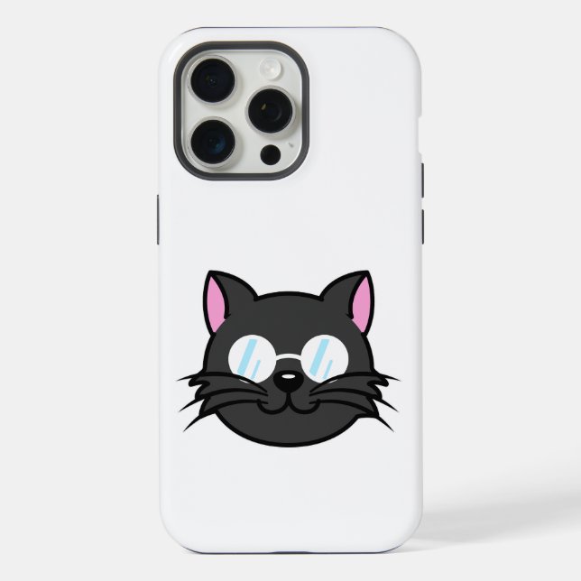 Coque iPhone Chat noir Chat noir Chat gris Chat portant des lun (Verso)
