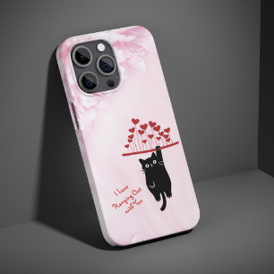 Chat Noir Drôle qui se Pendre la Saint-Valentin