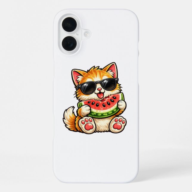 Coque iPhone Chat pastèque cool (Verso)