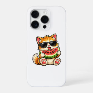 Coque iPhone 16 Pro Chat pastèque cool