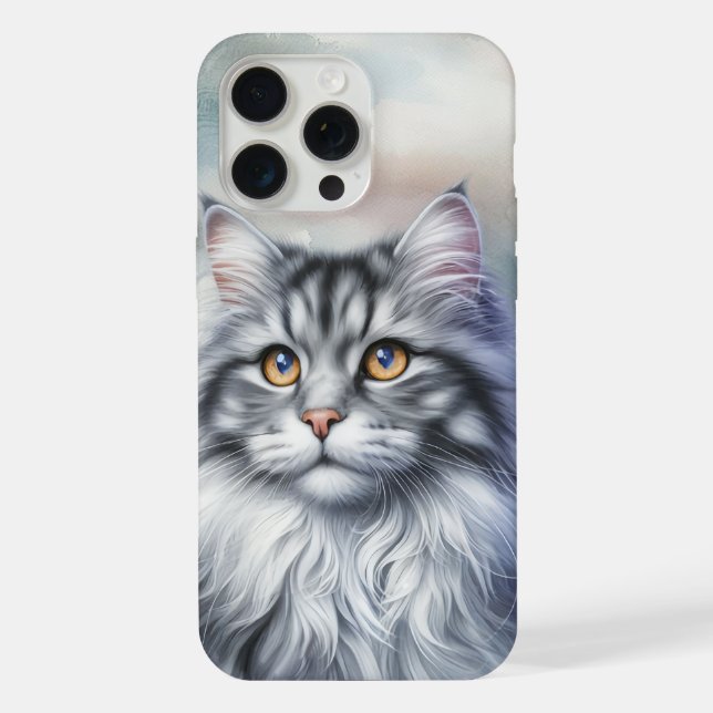 Coque iPhone Chat Plein de grâce en aquarelle (Verso)
